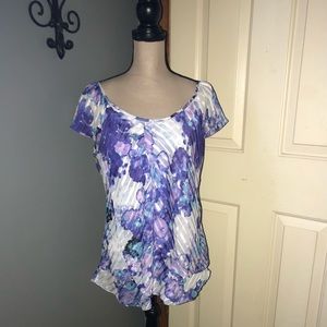 🎉 Gorgeous XL Floral Chiffon Blouse Ruffle Tank